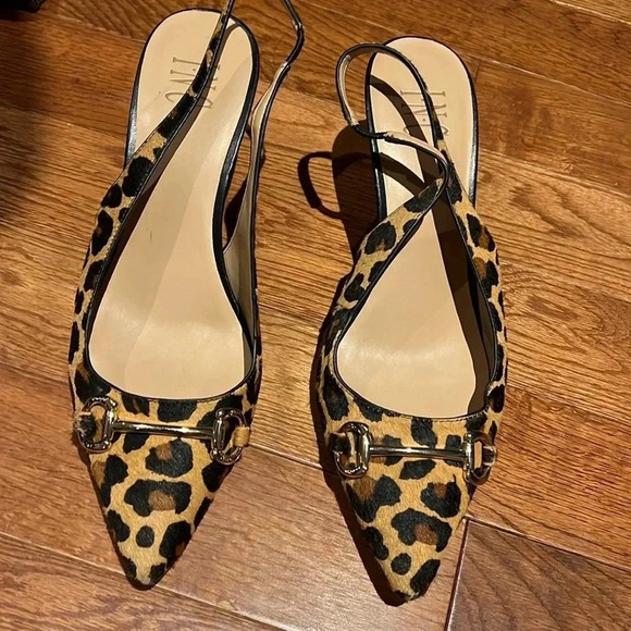 Macy’s INC Leopard Print Slingback Heels Sz 10 - Picture 3 of 16
